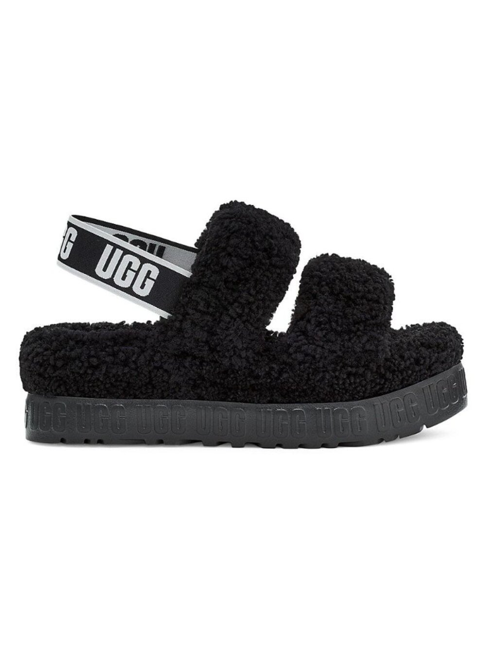 UGG Australia Oh Fluffita 7 Women's Fur Slippers Monogram Platform Sandals